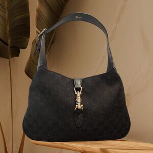 Gucci Jackie Black Canvas Shoulder Bag